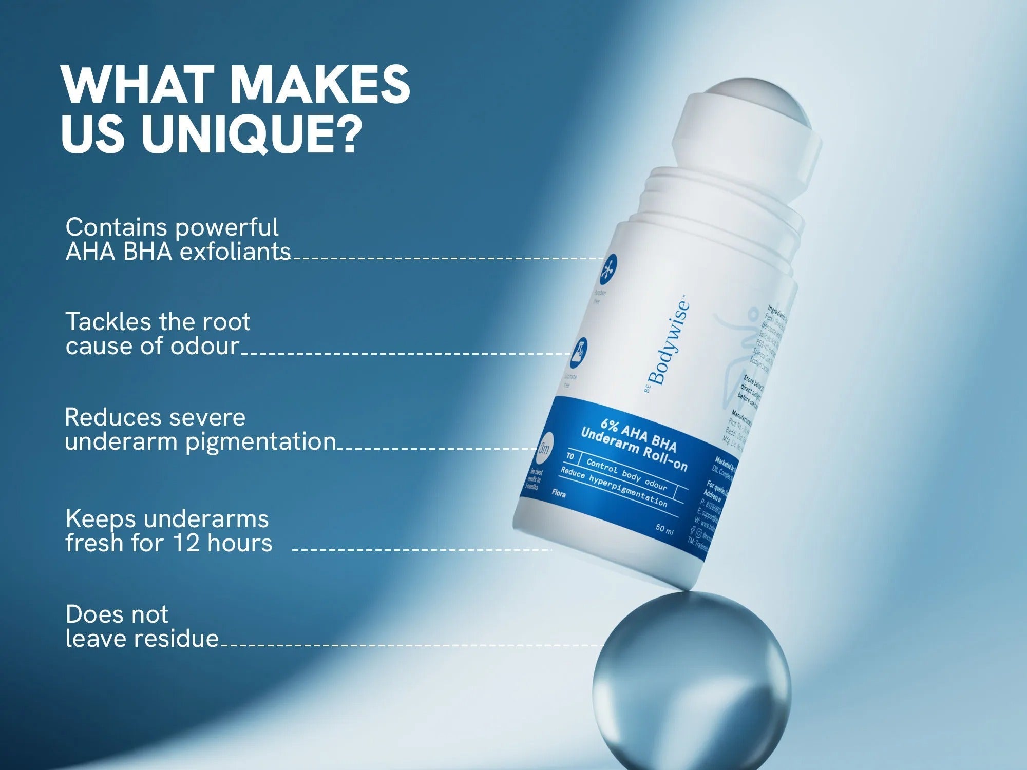 6% AHA BHA Underarm Roll On - Flora